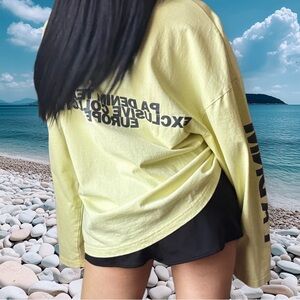 PA DENIM Long-Sleeve Logo Shirt in Light Yellow